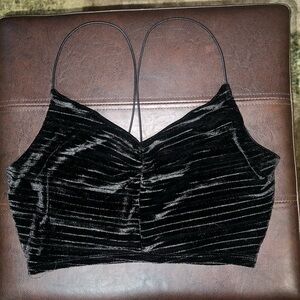 Wild Fable Black Velvet Spaghetti Strap Tank Top